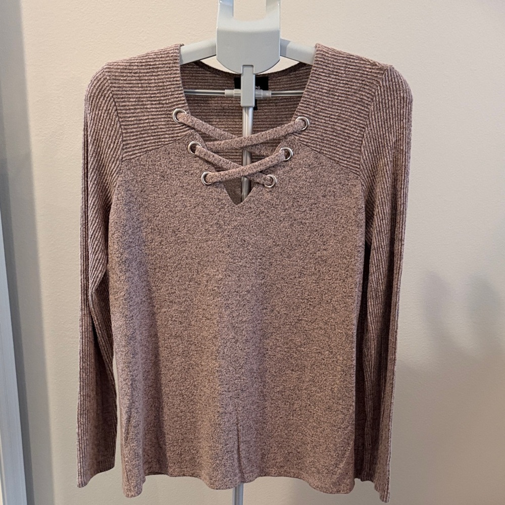 By & By Taupe super soft Knit Top